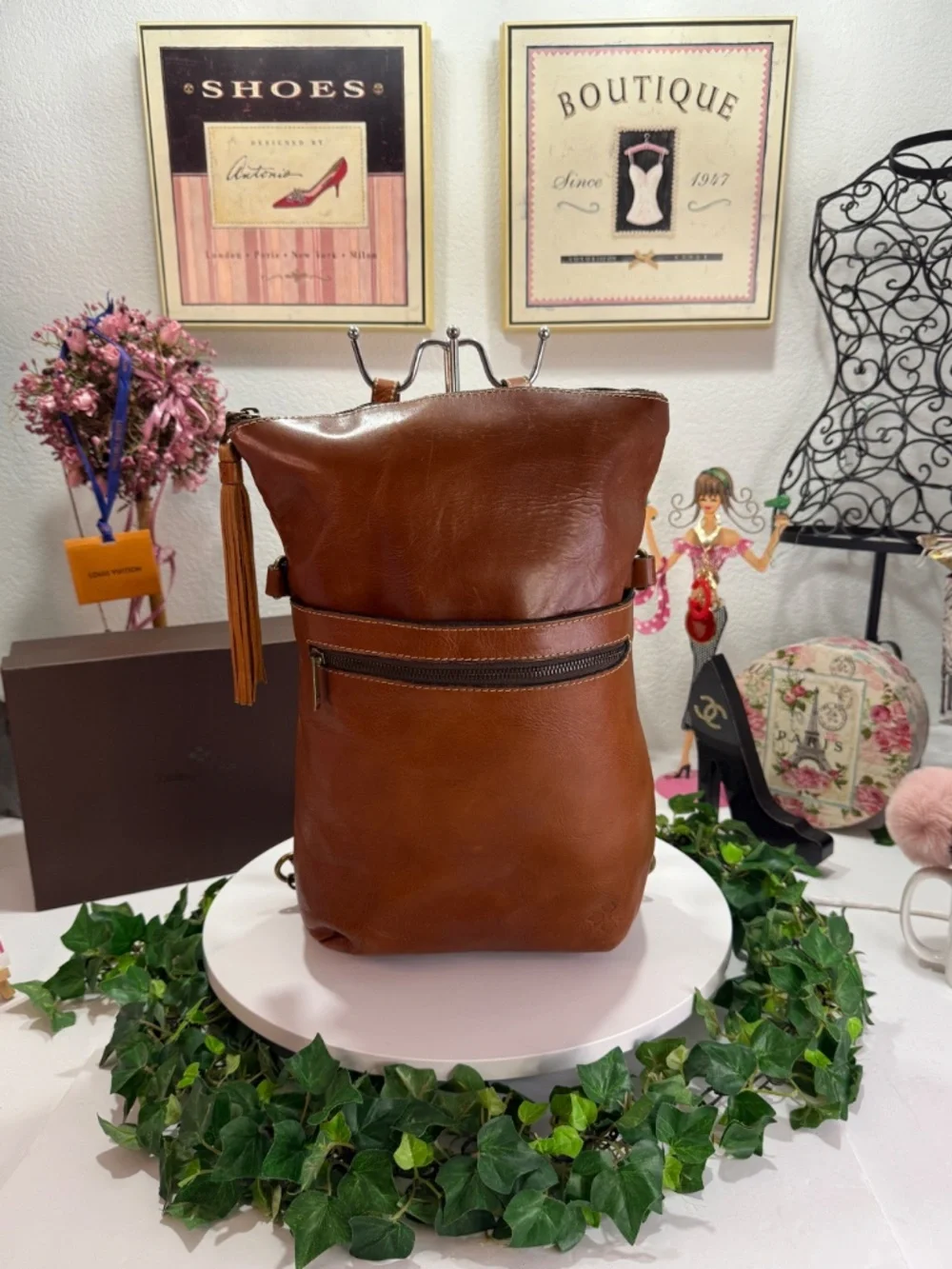 ECLECTIC PATRICIA NASH TASSEL RARE BROWN LEATHER 2-WAY BACKPACK BAG!